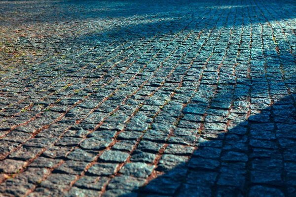 Superfície Pavimento Granito Cobblestone Fundo Estrada — Fotografia de Stock