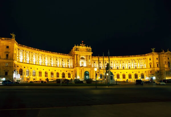 Palast Aus Dem Jahrhundert Wien Nachts Beleuchtet Neue Burg Österreich — Stockfoto