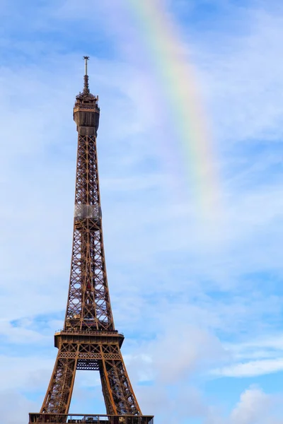 Tour Eiffel Rainbow Rain Sun Paris — Stockfoto