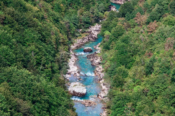 Schneller Wasserblick Von Oben Gebirgsfluss Und Waldlandschaft — Stockfoto