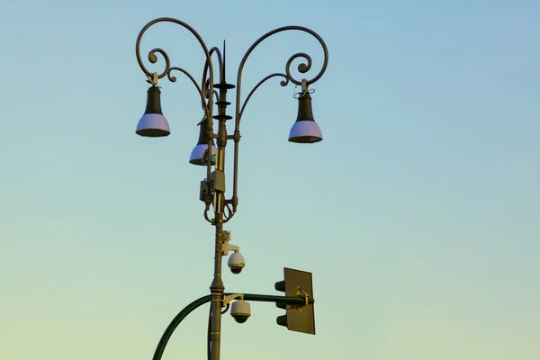 Dacht Aan Vervalste Straatverlichting Vintage Straatverlichting Verkeerslichten — Stockfoto