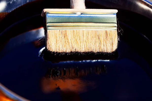 Brush Black Pain Paint Surface Bucket — Stock Photo, Image