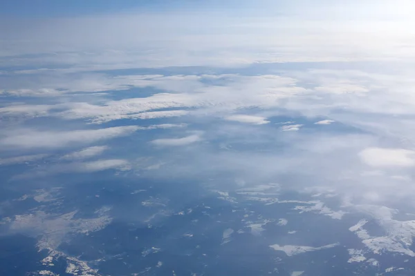 Nuages Sur Terre Voler Dans Stratosphère — Photo