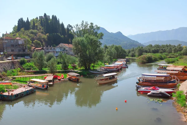 Virpazar Montenegro Boat Water Canal — стоковое фото