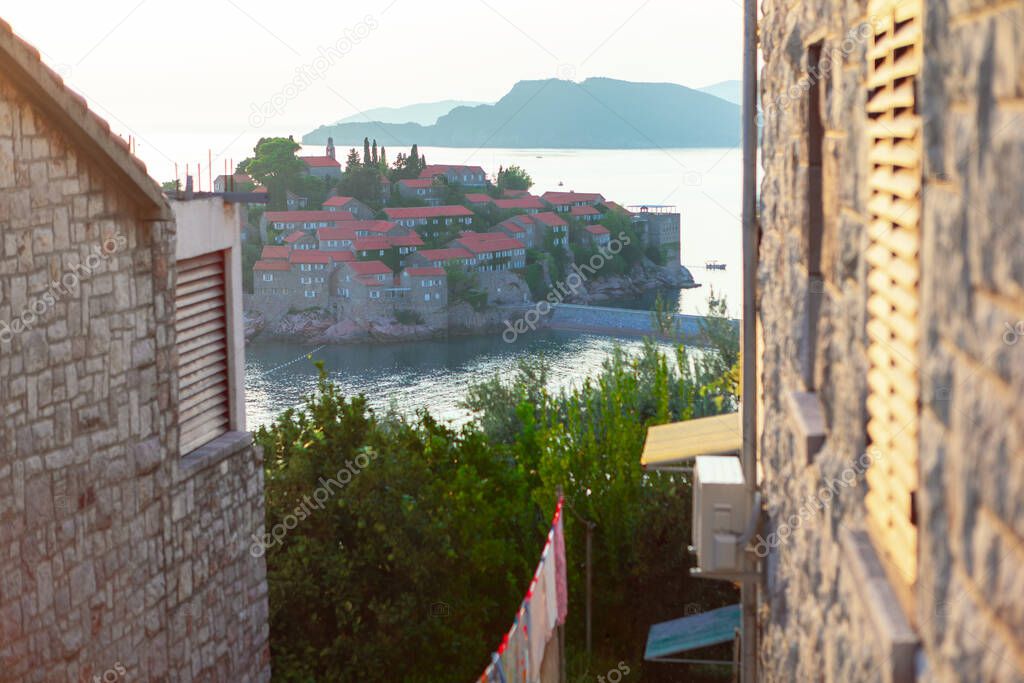 Sveti Stefan view from the narrow street 