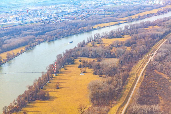 Utsikt Över Wien Och Donau Ovanifrån — Stockfoto