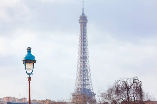 Eiffelturm Und Straßenlaterne Paris Berühmtes Symbol — Stockfoto
