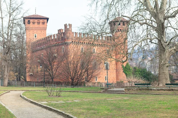 Borgo Medievale Turim Castelo Feito Por Tijolos Vermelhos — Fotografia de Stock