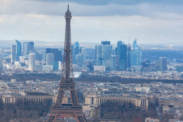 Eyfel Kulesi Paris Teki Gökdelenler Paris Şehir Merkezinin Havacılık Manzarası — Stok fotoğraf