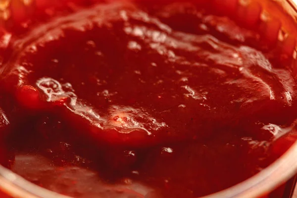 Mermelada Ketchup Picante Tazón Tomate Ketchup Fondo — Foto de Stock