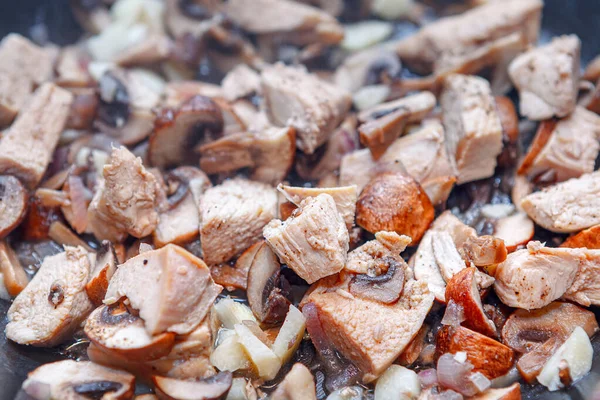 버섯으로 고기를 고기와 맛있는 — 스톡 사진