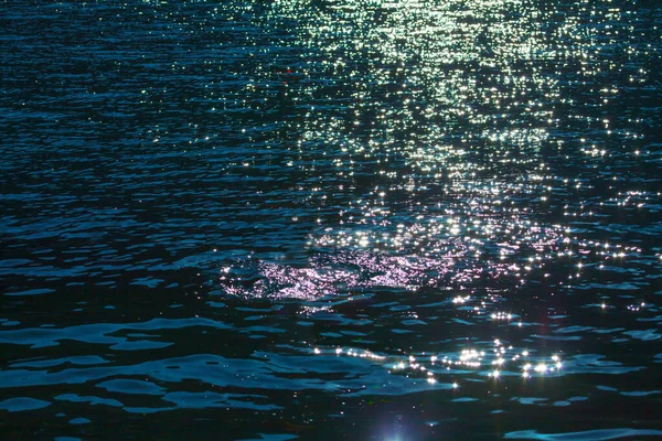 Stars Reflection Sea Glowing Water Surface — Fotografia de Stock