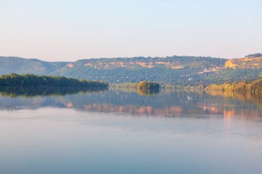 Lake water surface scenery . Landscape with nature reflection in water 
