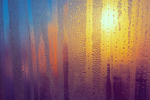 Transparent Surface Droplets Water Drops Glass Rain Drops Gradient Colors — Stockfoto