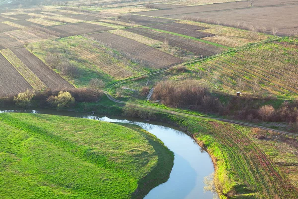 Green Meadows River Countryside Flowing Water — Foto de Stock