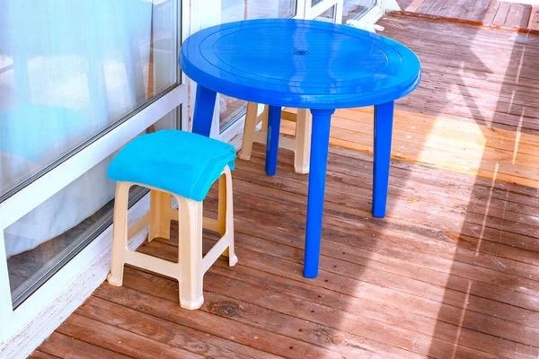 Plastic Chairs Table Beach Furniture — Stock Photo, Image