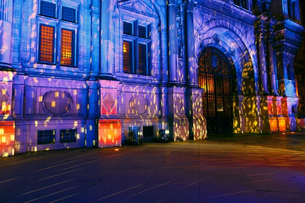 Colorful Illumination Building Facade Christmas Lights Hotel Ville Paris Administrative — ストック写真