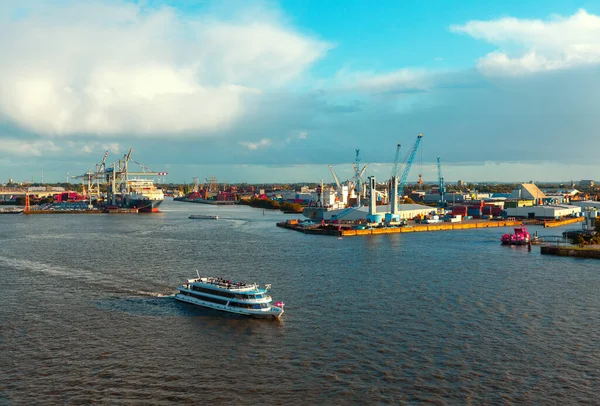 Porto Sul Fiume Elba Amburgo Terminal Container Tollerort — Foto Stock