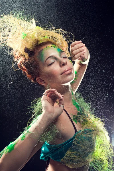 A fairy forest girl on a black background — Stock Photo, Image