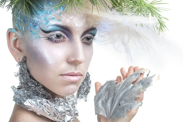 Beautiful Girl's. Creative Winter Makeup — Stock Photo, Image