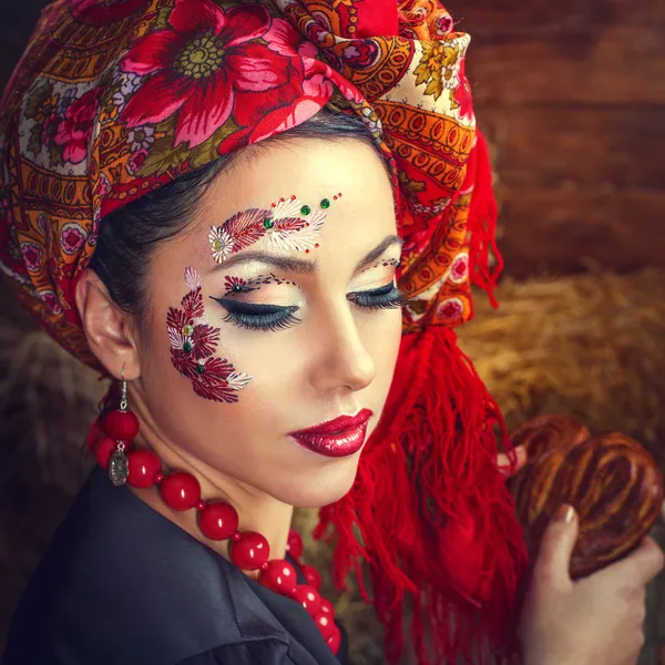 Retrato de una belleza rusa Solokha — Foto de Stock