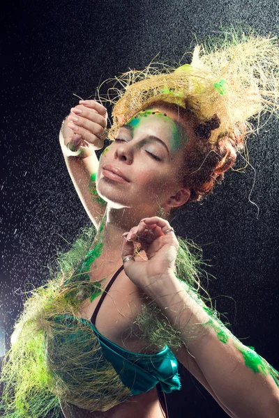 A fairy forest girl on a black background — Stock Photo, Image