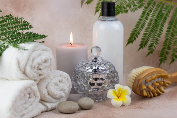 Spa Nature Morte Composition Traitement Sur Table Massage Dans Centre — Photo