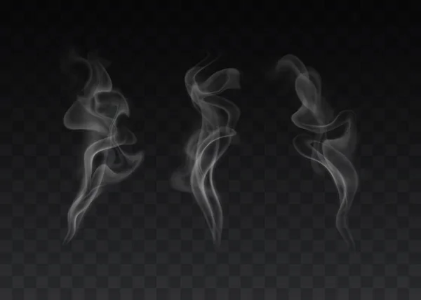 Set Vettoriale Effetti Fumo Realistici Sfondo Scuro — Vettoriale Stock