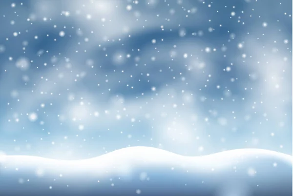 Escena Vectorial Con Nieve Suelo Copos Nieve Cayendo Del Cielo — Archivo Imágenes Vectoriales