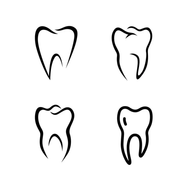 Wektorowy Zestaw Czarnych Ikon Zęba Ikona Kliniki Stomatologicznej Białym Tle — Wektor stockowy