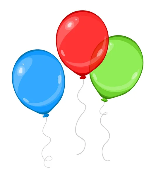 Drie Kleurrijke Cartoon Vliegende Ballonnen Vector Illustratie — Stockvector