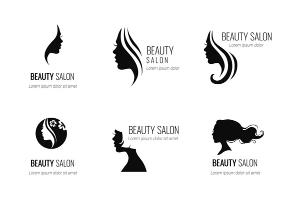 Set Black Vector Beauty Salon Hairdresser Icon Designs Isolated White — Stock Vector