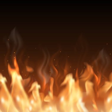 Metnin için alanı olan koyu arkaplan üzerinde vektör büyük ateş sınırı