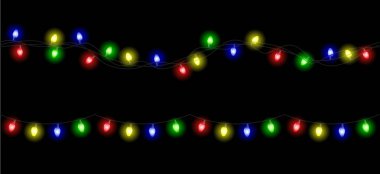 Vektör noel hafif çelengi seti şeffaf arkaplanda izole edildi