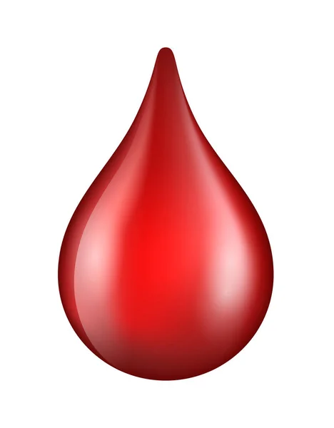 Vettore Rosso Lucido Goccia Sangue Isolato Sfondo Bianco Donazione Test — Vettoriale Stock