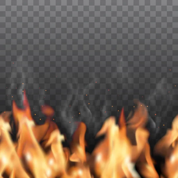 Vektor Realistische Nahtlose Feuergrenze Isoliert Auf Dunklem Hintergrund — Stockvektor