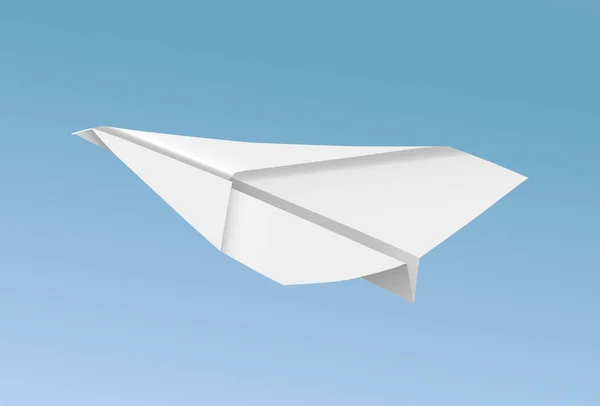 矢量现实纸飞机在蓝天图解中飞行 — 图库矢量图片