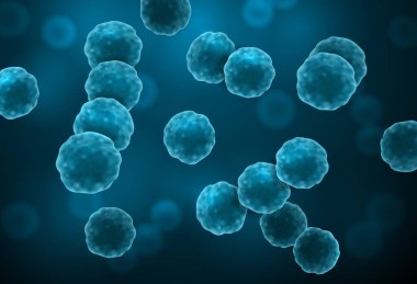 Mavi cocci bakteri türlerinin vektör gerçekçi mikroskobik tıbbi çizimi - streptokok, diplococci