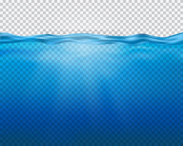 Vector Blue Underwater View Sun Rays Waves Isolated Transparent Background — Stock Vector