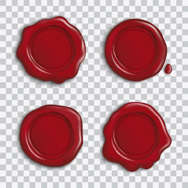 Vector Set Empty Red Shiny Wax Seals Shadow Isolated Transparent — 图库矢量图片