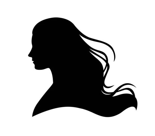 Silhouette Vectorielle Tête Belle Femme Aux Cheveux Fluides Salon Beauté — Image vectorielle