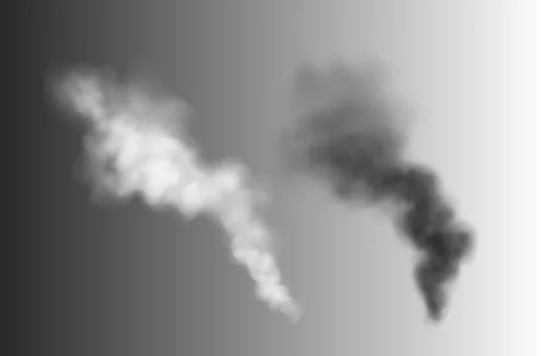 Векторный Набор Реалистичного Белого Серого Прозрачного Эффекта Дыма — стоковый вектор
