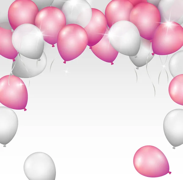 Vector Bright Shiny Pink Silver Balloon Frame Space Your Text — Stock Vector