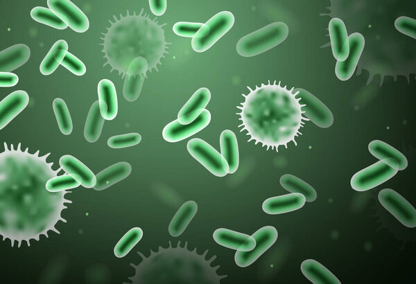 Vector green microscopic bacteria illustration