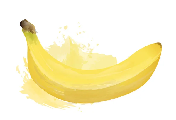 Illustration Vectorielle Banane Avec Effet Aquarelle Isolé Sur Fond Blanc — Image vectorielle