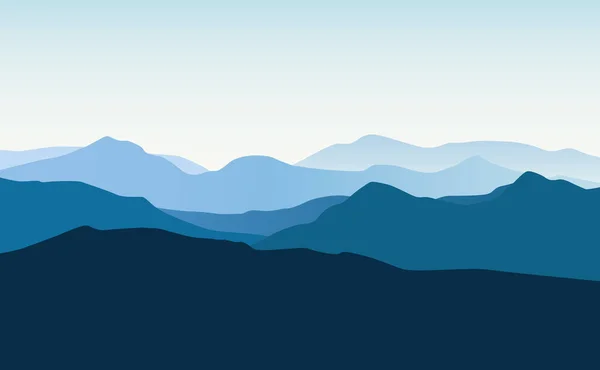Paysage Vectoriel Avec Des Silhouettes Bleues Collines Montagnes — Image vectorielle