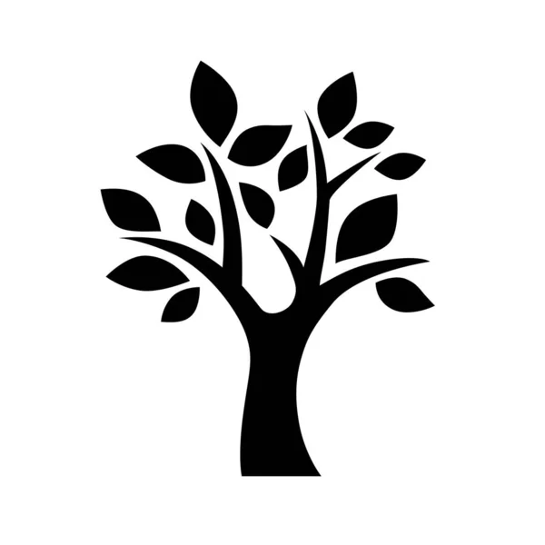 Vetor Preto Ícone Árvore Decorativa Simples Isolado Fundo Branco — Vetor de Stock