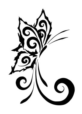 Beyaz arkaplanda izole edilmiş siyah vektör veya dövme tasarımı