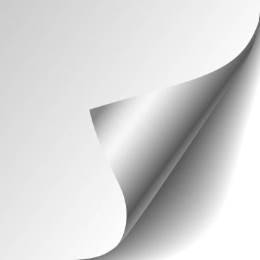 Metin için beyaz arkaplan ve boşluk içeren gümüş kıvrımlı kağıt köşesi