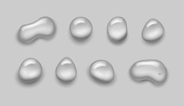 Damalı arkaplanda parlak, gerçekçi, şeffaf su damlaları koleksiyonu